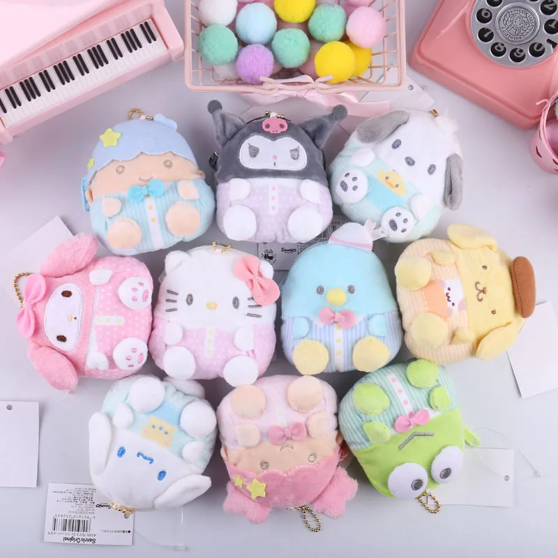

10Cm Kawaii Cinnamoroll Sanrio Plush Keychain Pendant Anime Figure My Melody Keychains Plushie Coin Purse Toys for Girls Gifts