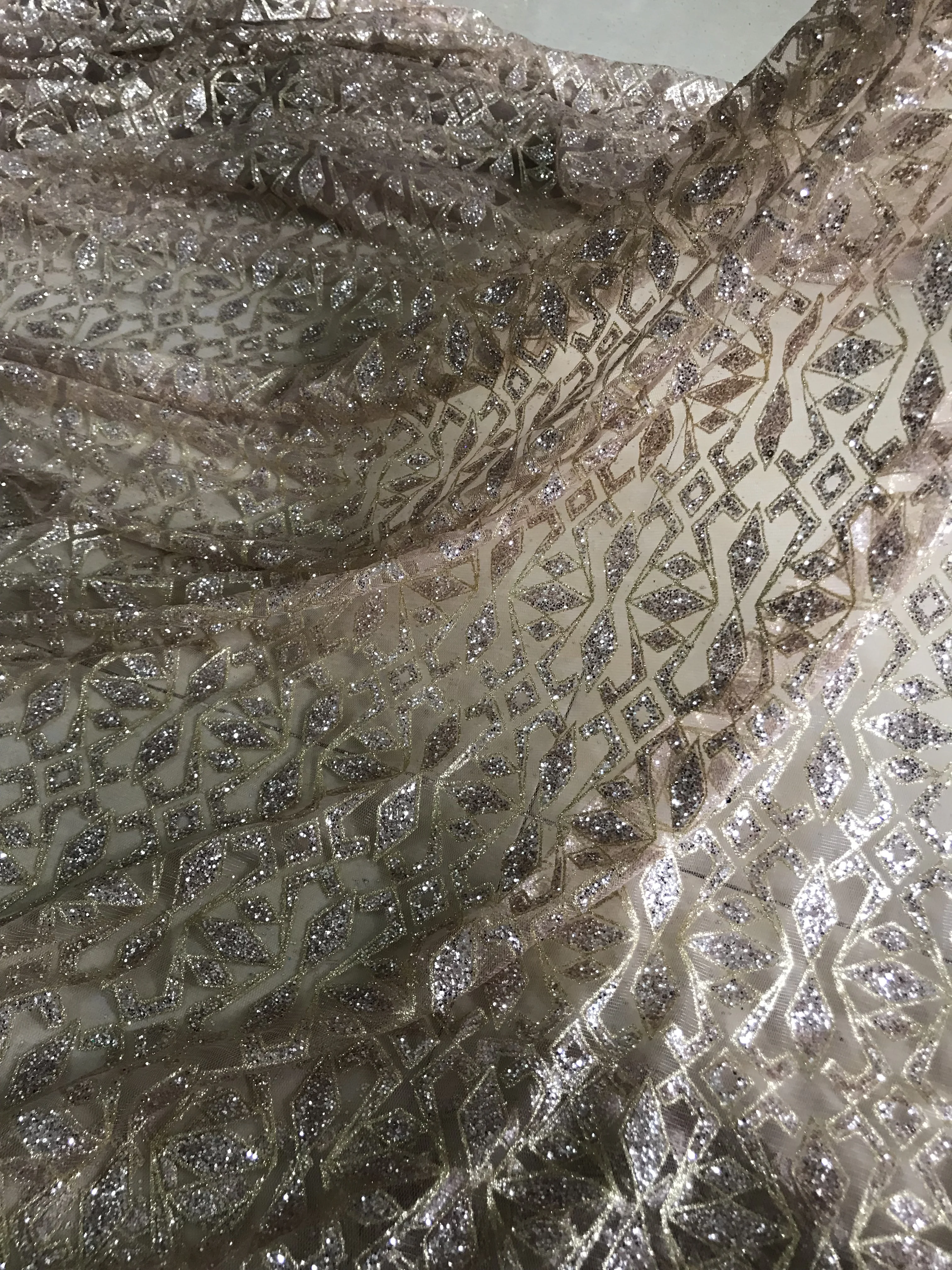 

Shiny Sequins With L-18885 tulle Glitter Fabric