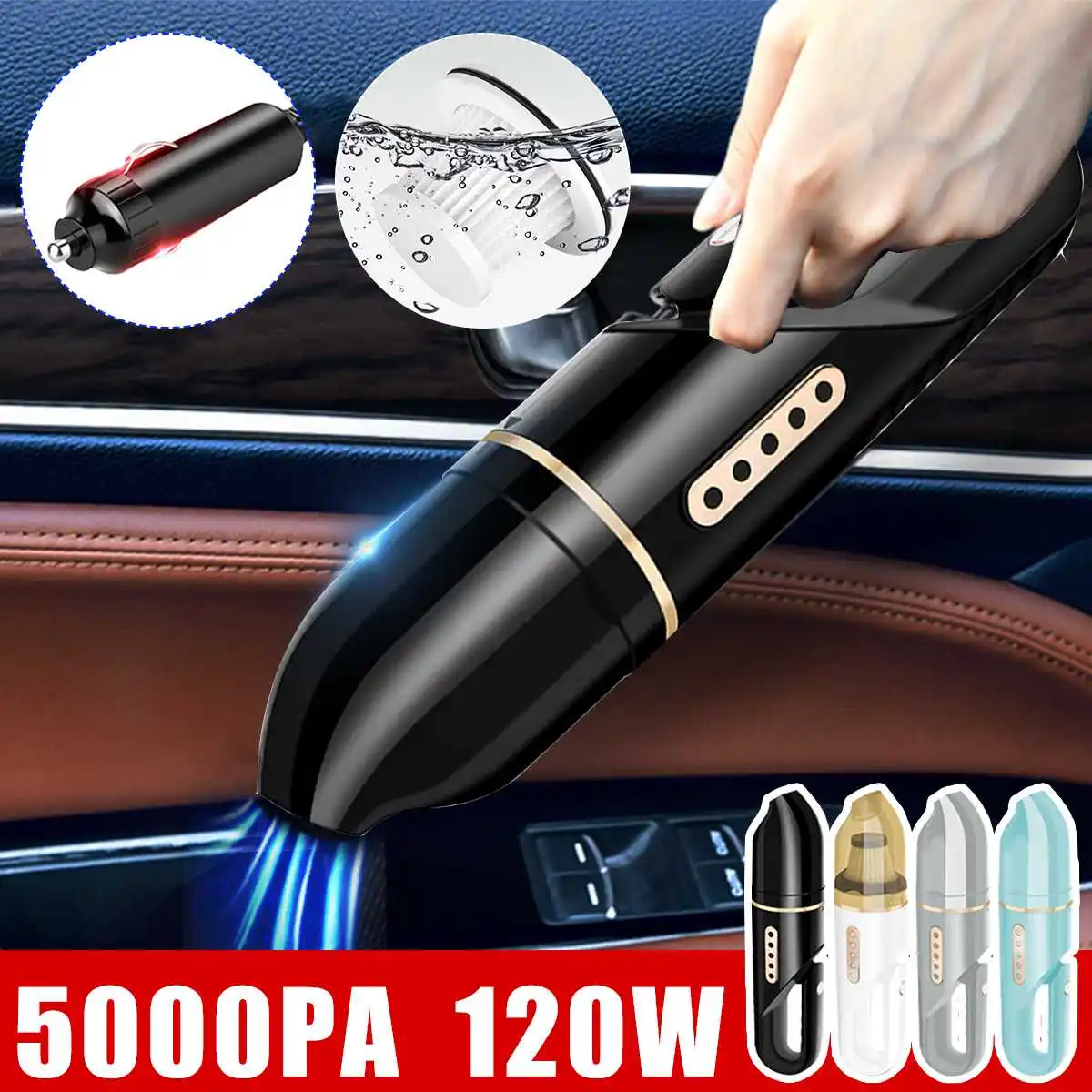 

120W Car Vacuum Cleaner Portable Handheld Auto Vacuum Cleaner For Car Interior Home Computer Phone Cleaning 5000PA