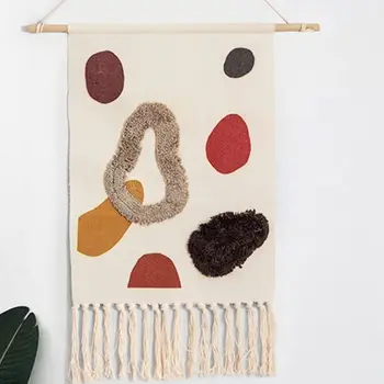 

Ethnic Woven Wall Hanging Tapestry Abstract 3D Geometric Plush Tassels Blanket