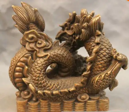 " Настоящая китайская бронза Feng Shui черепаха-Дракон капуста Статуэтка на удачу