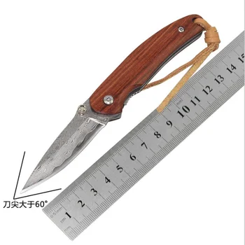 

Damascus Folding Knife Rosewood Handle Outdoor Camping Combat Pocket Fruit Knives Survival Hunting Tactical Multi EDC Tool