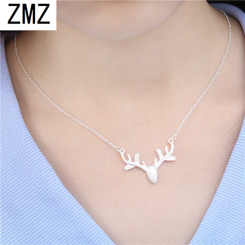 ZMZ Europe/US fashion cute Solid antlers pendant geometry necklace gift for mom/girlfriend party jewelry