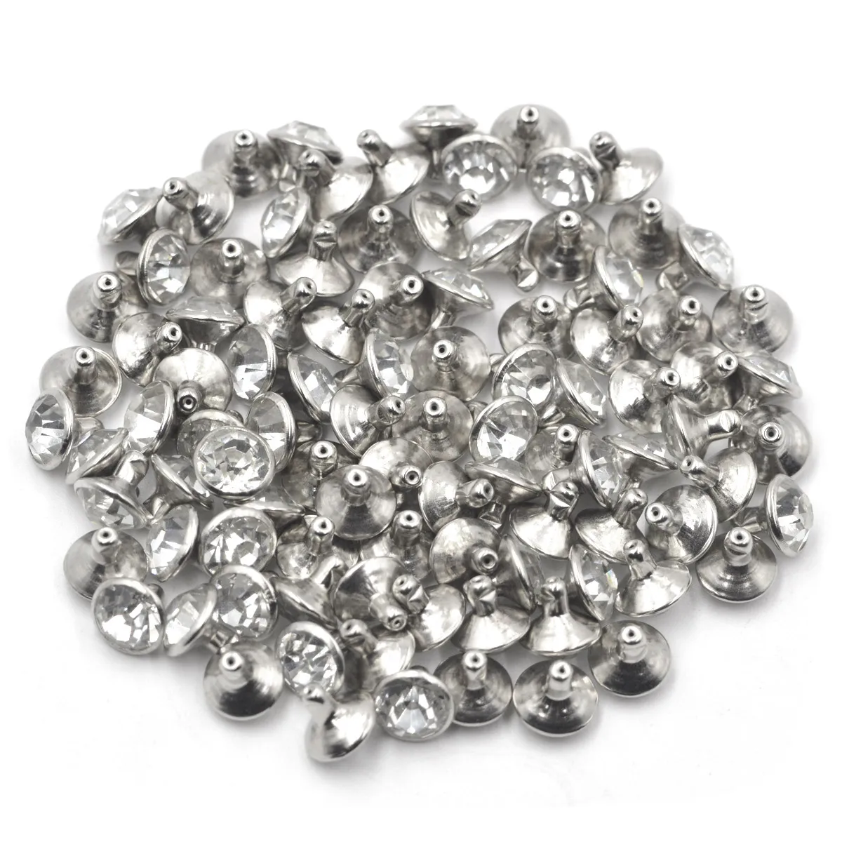 Description Picture 2 of item100Pcs Crystal Rhinestone Rivets Stud Leathercraft Shoe Bag Handicrafts Supplies 5mm Wholesale 6mm 7mm 8mm 9mm 10mm Wholesale