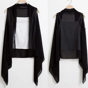 

Women Blouses Fashion Loose Fitting Chiffon Blouse Open Front Irregular Cardigan Womens Casual Summer Solid Tops And Blouses