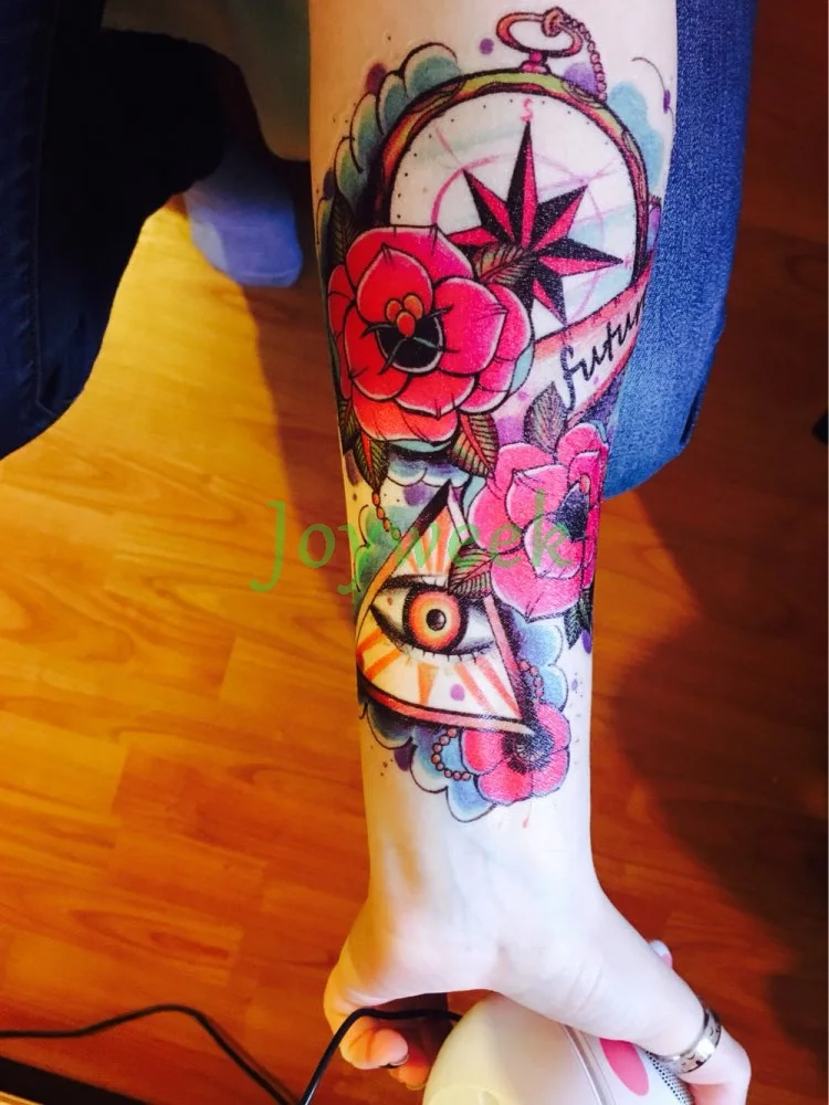 Водостойкая временная татуировка наклейка волк девушка поддельные тату флэш-тату Татуировка Временная нога рука большой размер для женщин мужчин femme - Цвет: Лиловый