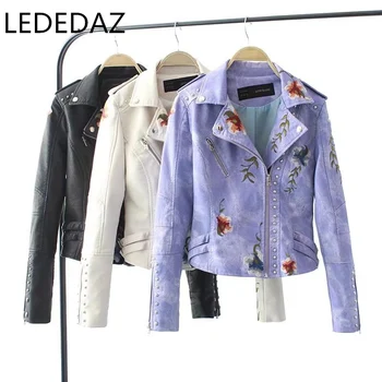 

Casual Ladies Short Black White Leather Jacket Plus Size Women's Soft PU Leather Jackets Gothic Punk Faux Leather Jackets Zipper