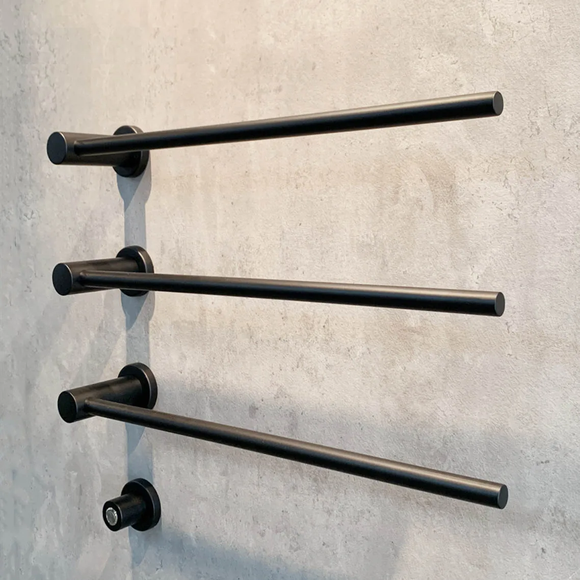 Fashion Matte Black 3+1 Combined 220V Electric Towel Rack 304 Stainless  Steel Electric Bathroom Towel Warmer for Shower Room