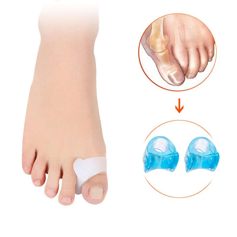 

1 Pair Blue Soft Silicone Gel Toe Separator Thumb Valgus Protector Bunion Adjuster Hallux Valgus Guard Relief Foot Care Tool