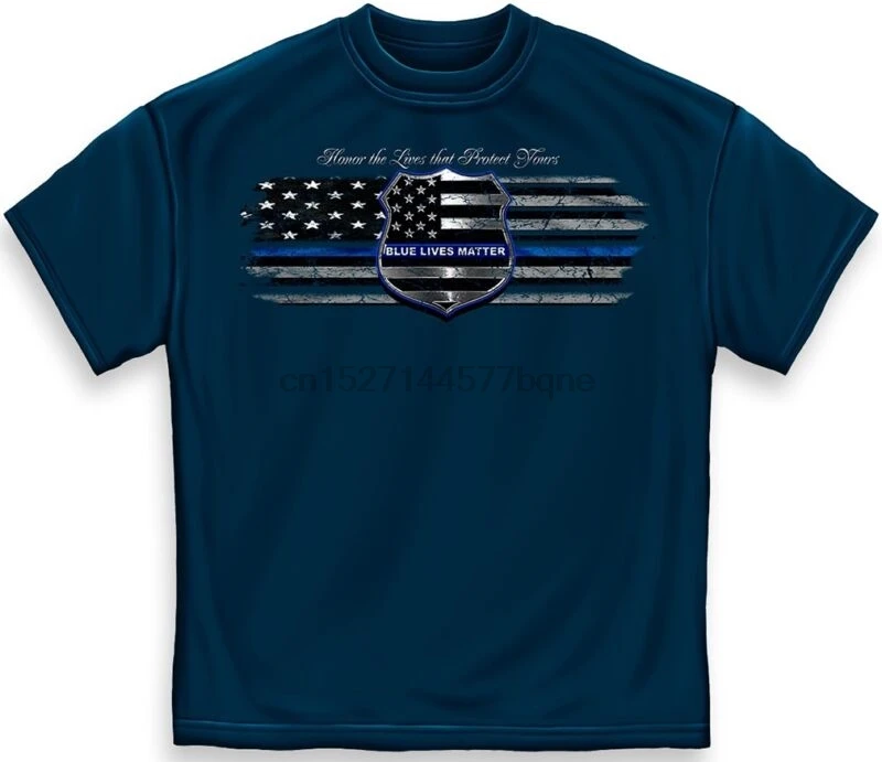 Футболка с надписью Blue Lives Matter Line 100% хлопок | Мужская одежда