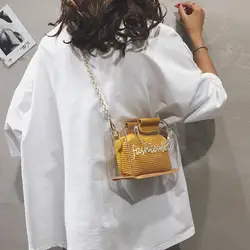 Летняя маленькая сумка-портфель с цепочкой для женщин, новинка 2019 года, импортный стиль, переносная прозрачная сумка для девочек