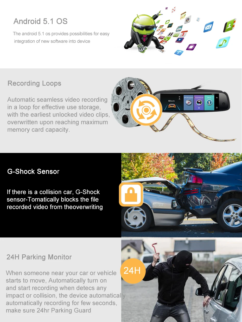 TOPSOURCE 3-CH Автомобильный видеорегистратор ADAS 4G Android зеркало заднего вида 2+ 32GB FHD 1080P специальный кронштейн авто камера DashCam для такси Новинка