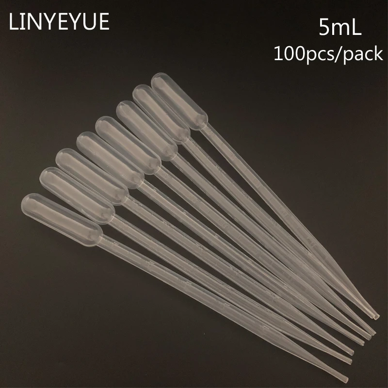

100pcs/pack 5ml Pasteur Pipette Disposable Safe Plastic Eye Dropper Graduated Transfer Pipettes for Lab Experiment Supplies
