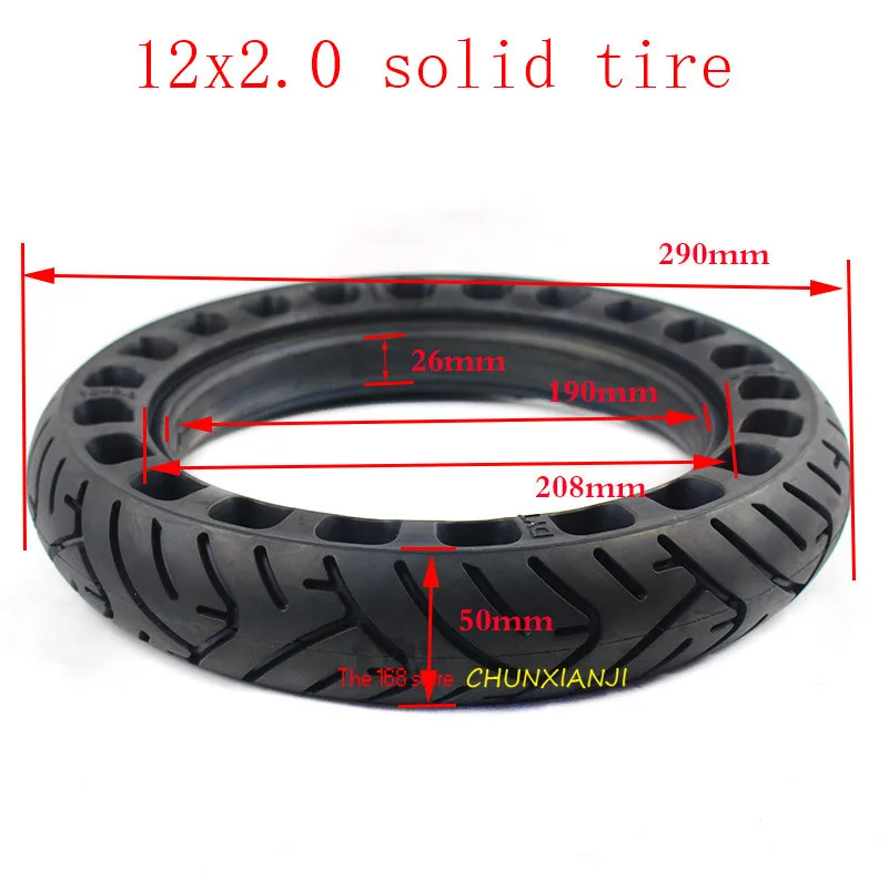 Size 12 Inch Non-inflatable Tubeless Solid Wheel Tyre 12x2.0 12x2.125 for Many Gas Scooter E-bike Hoverboard Self BalancingParts