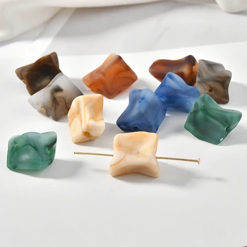 

Newest 60pcs Irregular Shaped Resin Spraying Smudge Straight Hole Beads DIY Earrings Hair Accessories Accessories 20*18mm