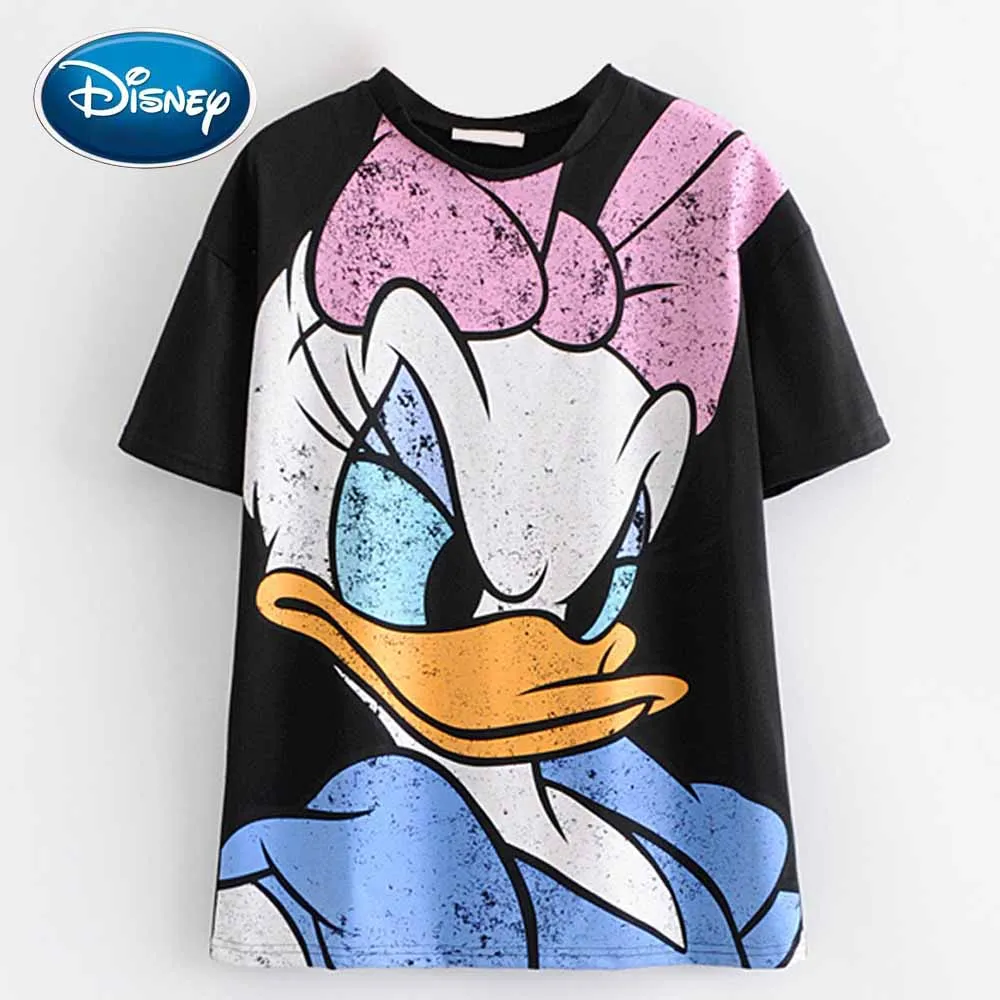 Disney Donald Daisy Duck Черная Женская футболка с принтом героев мультфильмов пуловер