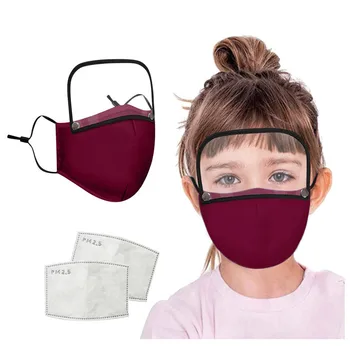 

Transparent Visual Kids' Child Washable Reusable Face ma$k With Filter And Detachable Eye Shield For Head Eye Faces Protection