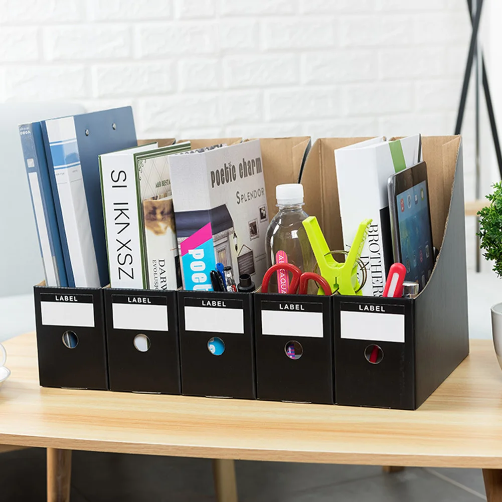 

5pcs/set Desk Organiser Foldable Storage Box Stationery Office School Simple File Holder Document Paper Pencil Rack