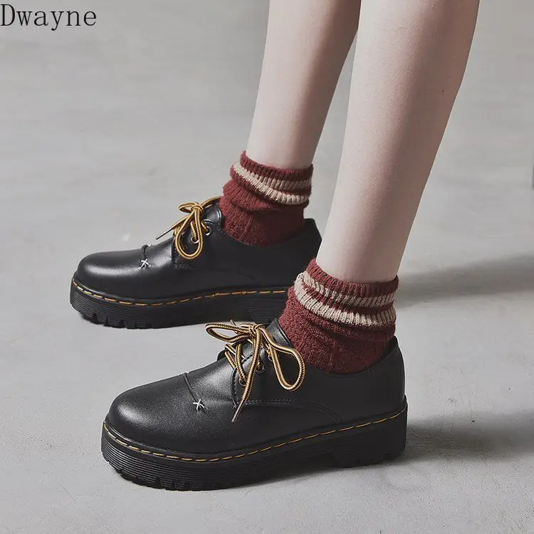

2019 new korean fashion retro student shoes flat bottom thick wild college wind England shoes trend comfortable flat shoes