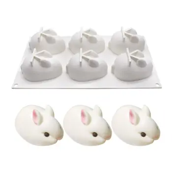 

6-Cavity DIY 3D Easter Rabbit Little Bunny Shape Silicone Cake Mold Chocolate Truffle Mousse Mould Dessert Maker Decorating
