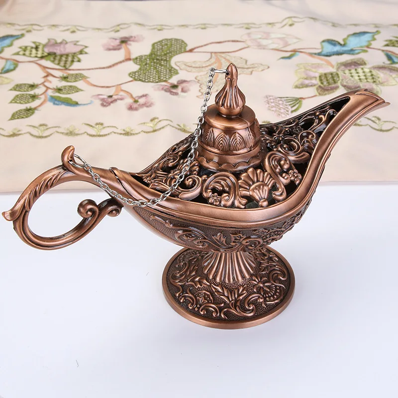 Middle East Aladin Lamp Figurine Magic Lamp Teapot Arab Home Decoration Accessories Gold Plated Enamel Metal Lamp Ornament