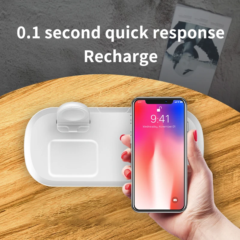 Wireless Charger For iPhone 14/13 Pro Max 15W Charging Station Fast Charging Wireless Charger Stand For Apple Watch AirPods