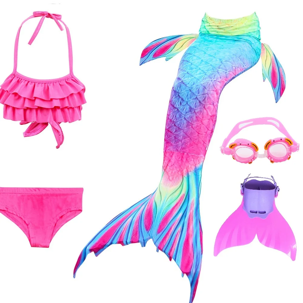 Hot Girls Mermaid Tail With Monofin For Swim Mermaid Swimsuit Mermaid Dress Swimsuit Bikini cosplay costume - Color: DH5248 set 3
