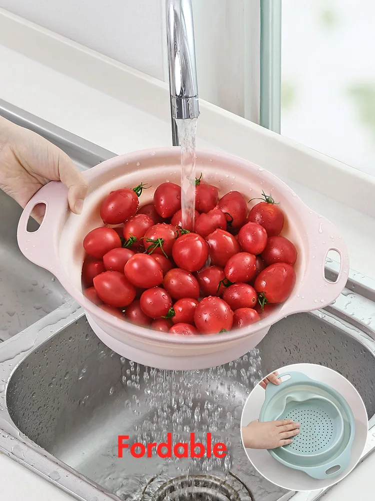 

Collapsible kitchen plastic drain basket fruit and vegetable fordable washing basin drainage washbasin