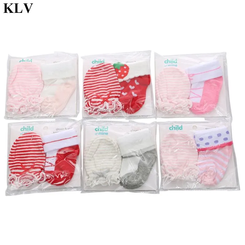 KLV, милые детские носки для маленьких девочек, дышащие перчатки с защитой от царапин для новорожденных