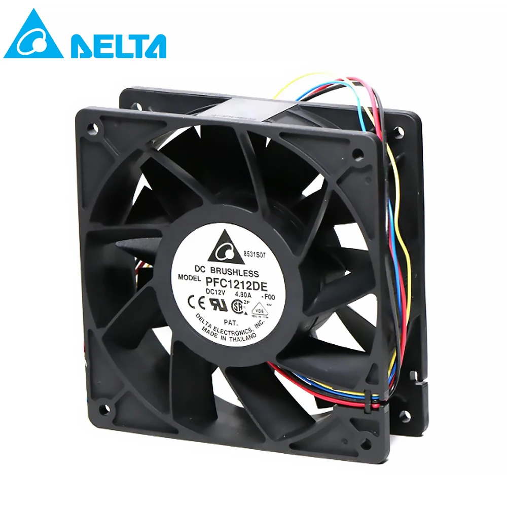 Для delta PFC1212DE 120*120*38 мм 12 в PWM 4 контактный 252 8 CFM 6500 об/мин 66 5 дБ (A) для Биткоин GPU miner
