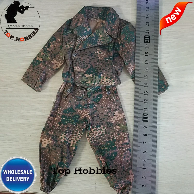 

1 6 Scale Action Figure Accessory Military Uniform WWII German Armored Pea Camouflage Set Coat Pants Suit For 12" Soldier Body