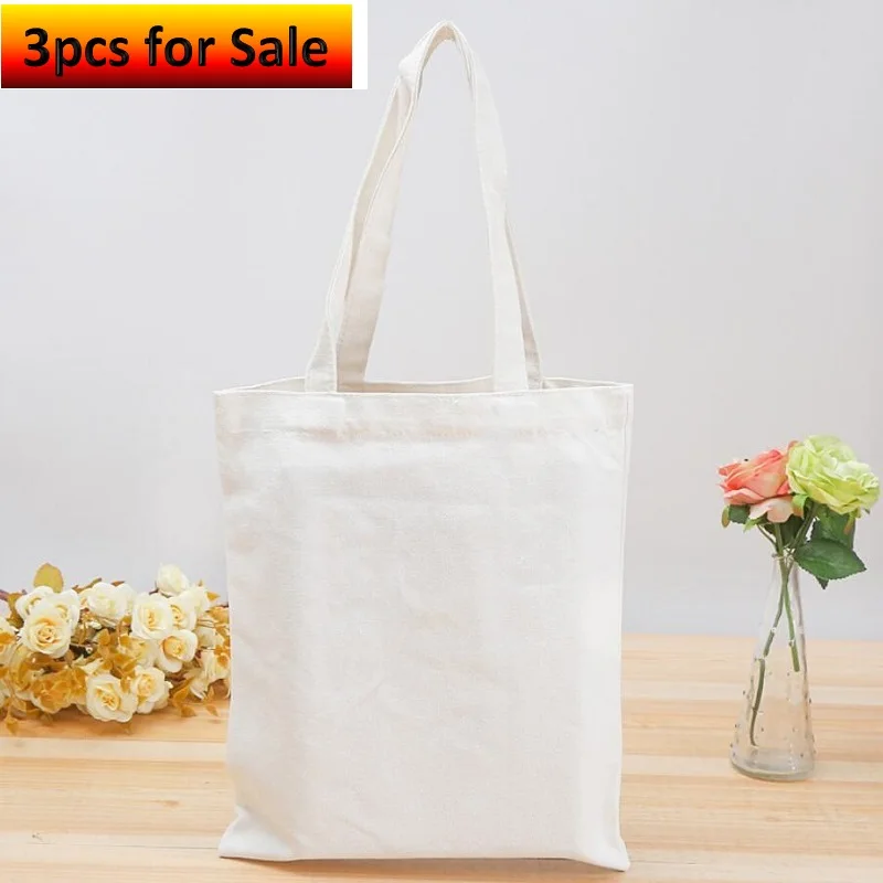 

Blank Shopping Bag 3pcs For Sale Large Folding Tote Unisex Blank DIY Original Design Eco Foldable Cotton Bags Canvas Handbag