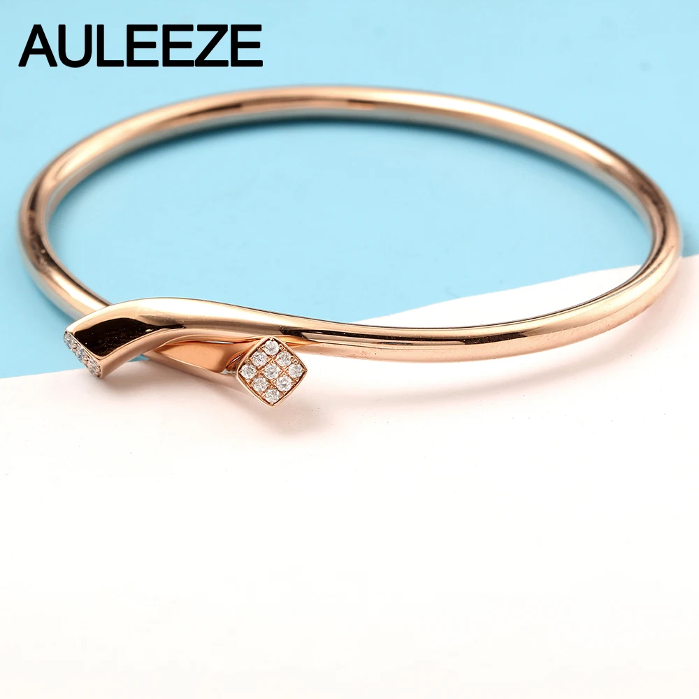 AULEEZE 18K розовый золотой браслет с бриллиантами уникальный дизайн обнимает AU750 твердый Золотой настоящий алмазный браслет Свадебная вечеринка ювелирные украшения