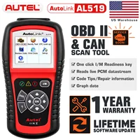 Autel AutoLink AL519 Full OBD2 Scanner All 10 modes OBDII/EOBD Car Diagnostic Tool One-Click I/M Readiness Key PK CR3001 & KW310 2