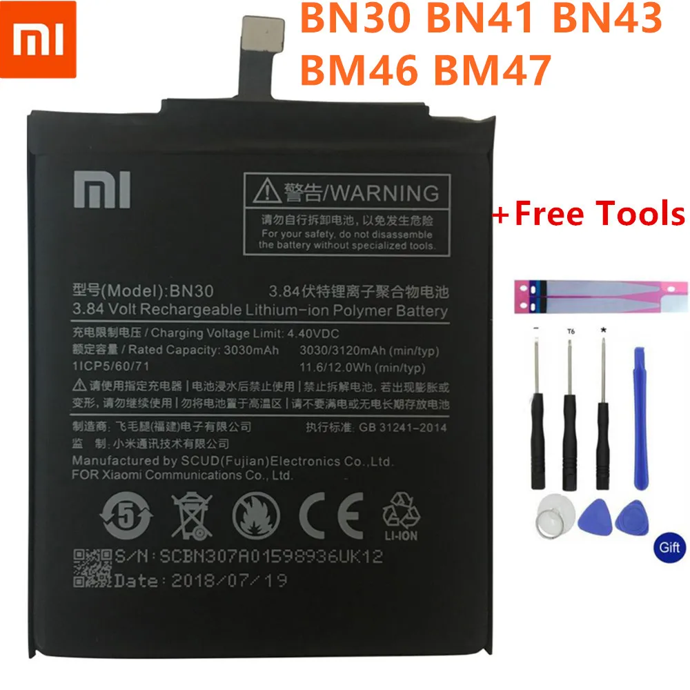

BN30 BN41 BN43 BM46 BM47 Battery For Xiaomi Redmi Hongmi 4A Note 4 4X MTK global Snapdragon 625 Note 3 3 Pro 3 3S 3X Battery