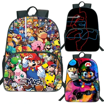 

Girl Boy Cartoon Super Mario Bros Schoolbag Children Bookbag Mochila Kids Anime Primary Bookbag Men Women Teens Laptop Backpack
