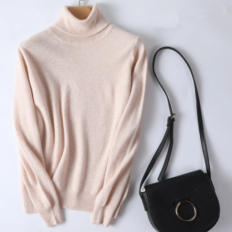100% Cashmere Turtleneck women sweater Women Sweater Autumn Winter Base Warm All-match Knitted Pullover Jersey Pull Femme Hiver Jumper
