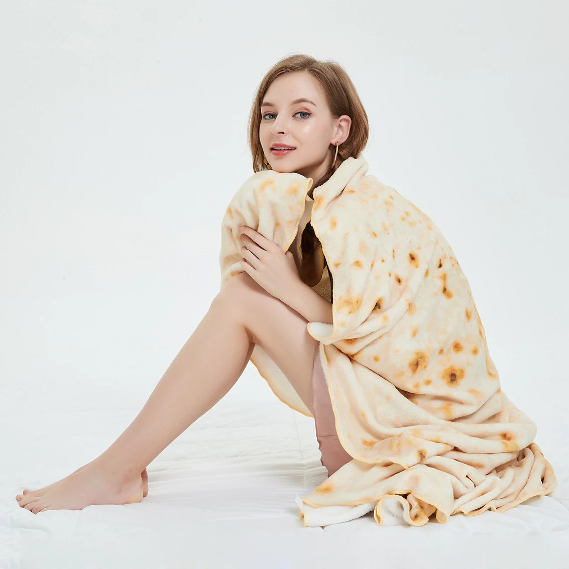 

Microfine Burrito Blanket Tortilla Comfortable Round Beach Blanket Soft Flannel Food Tortilla Blankets Sofa Home Funny Plush
