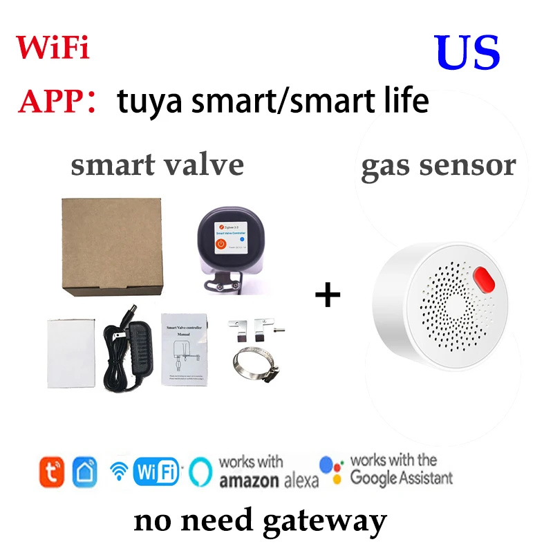 smart alarm keypad tuya smart Combustible Gas Detector sensor wifi LPG natural gas methane marsh gas Leak Sensor APP Control with buzzer beep alarm home panic button Alarms & Sensors