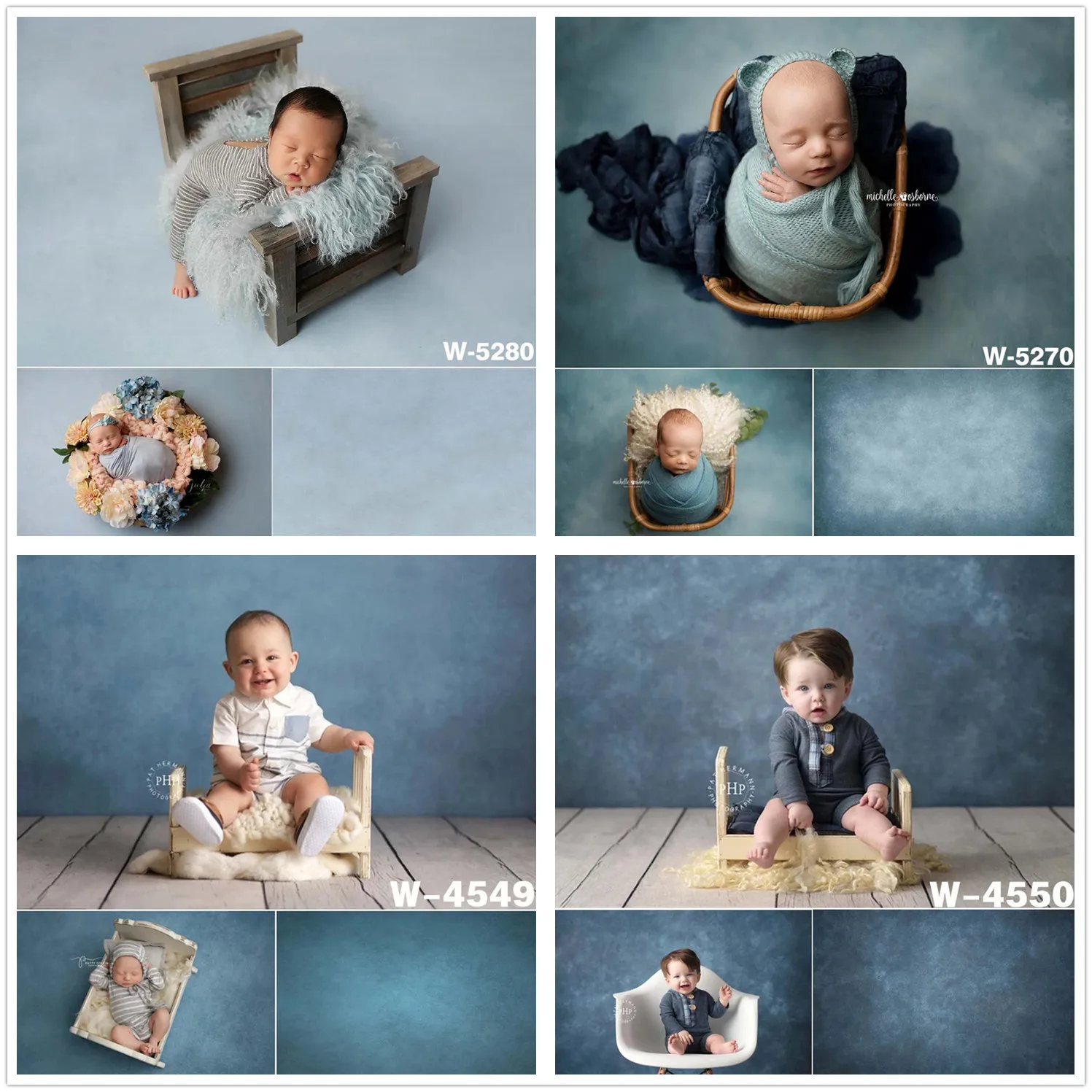 Blue Solid Texture Photography Backdrop Abstract Pure Color Newborns Baby Shower Birthday Photo Background Studio Portraits Prop |
