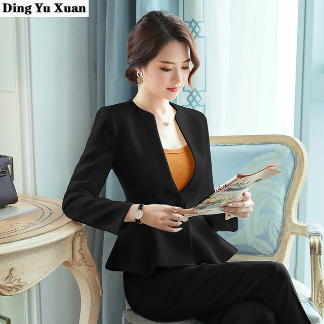 Pink Elegant Jacketpants Womens Business Suit Female Office Uniform Ladies  Formal Trouser Suit Double Breasted Women Suit Set  Pant Suits  AliExpress