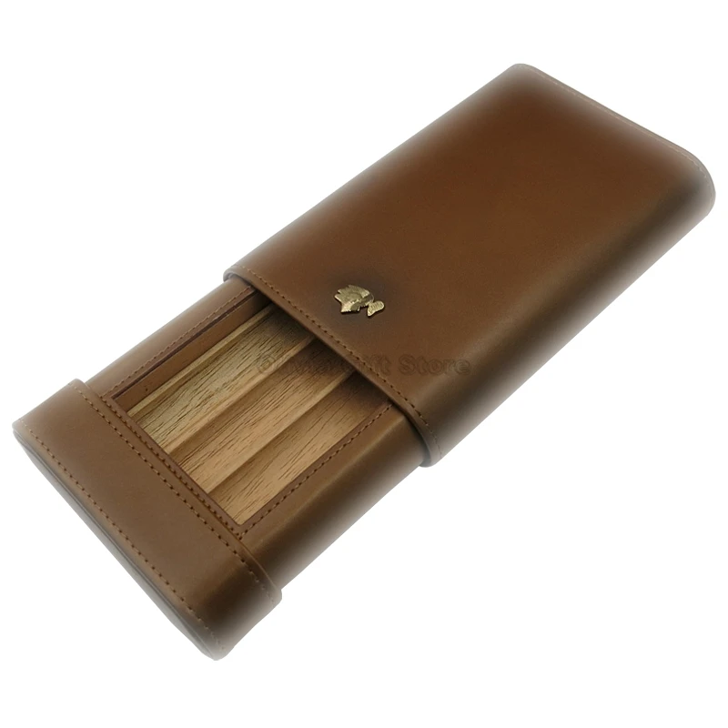 COHIBA Genuine Leather Cigar Cigarette Humidor Box Fit 3 Fingers Cedar Wood Lined Travel Case Tobacco Smoking Tool Outdoor