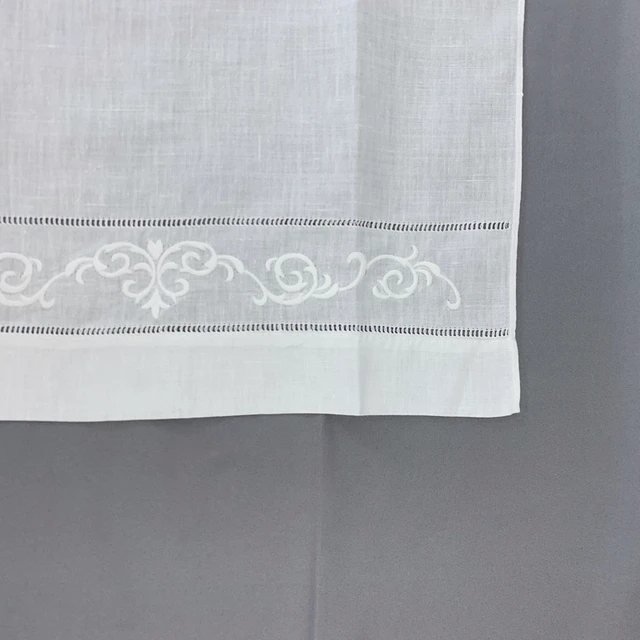 Zsebkendő Fehér Hemstitch Vászon Törölköző Kendő Vendég Kézi Edény Konyha Fürdőszoba Hímzett Virágos 14 "X22" - Image 2