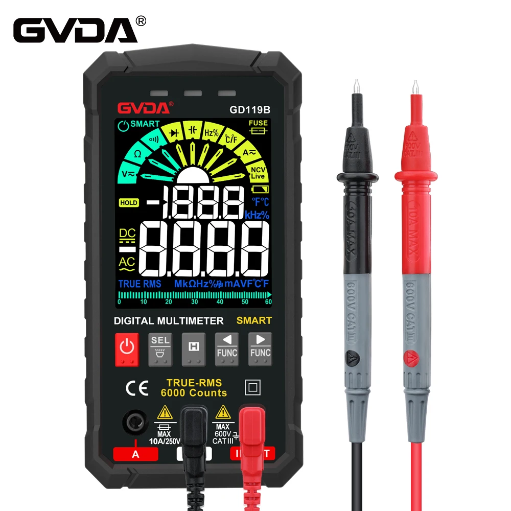 GVDA NEW Generation Digital Multimeter 600V Ture RMS AC DC NCV Smart Multimetro Tester Ohm Capacitance Hz Voltage Meter Digital Multimeter,Multimeter Tester,Analog Multimeter