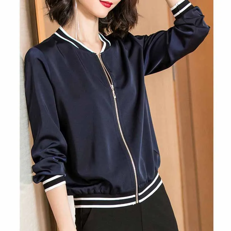 

2019 Autumn New Style Fashion Casual Joint Baseball Uniform Long Sleeve Sun Protection Clothing Loose-Fit Short Coat Women's Ozh