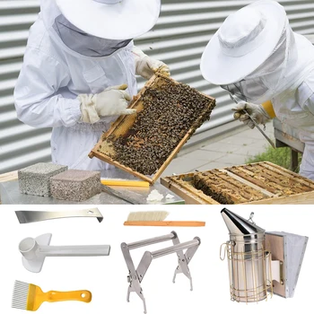 

Bee Hive Smoker Bee Hive Tools Beehive Brush Frame Holder Uncapping Fork Beehive Honey Entrance Feeder for Beekeeper Supplies