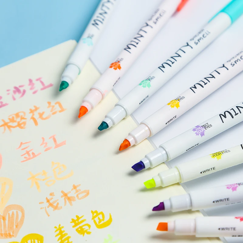 25 Colors Double Headed Midliner Highlighter Pens Hook Pen Cute Fluorescent  Pens Art Mark Pens School&Office Stationery - AliExpress