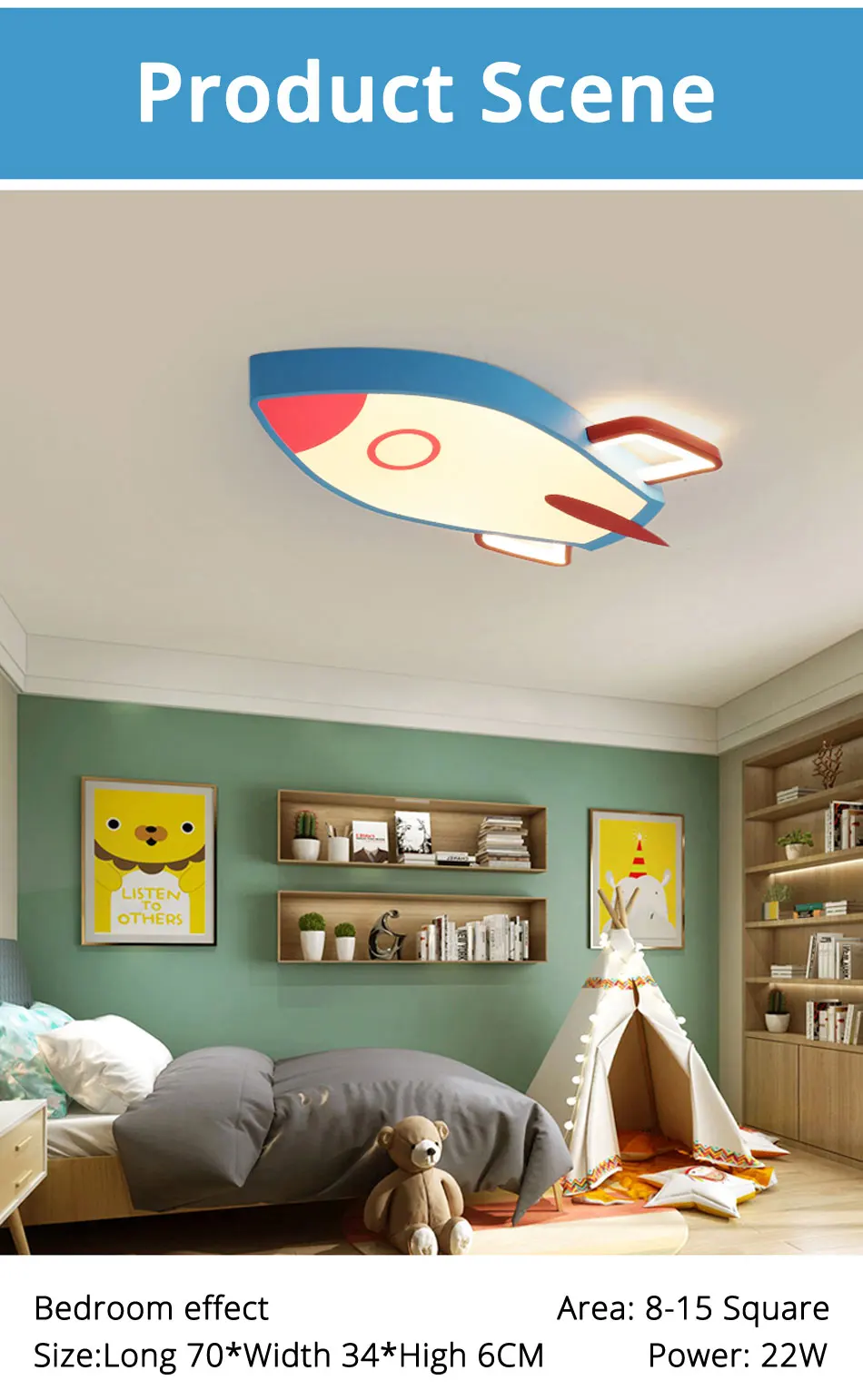 Детская спальня лампа современная детская комната потолочный светильник творческая личность самолет led мальчик мультфильм лампы