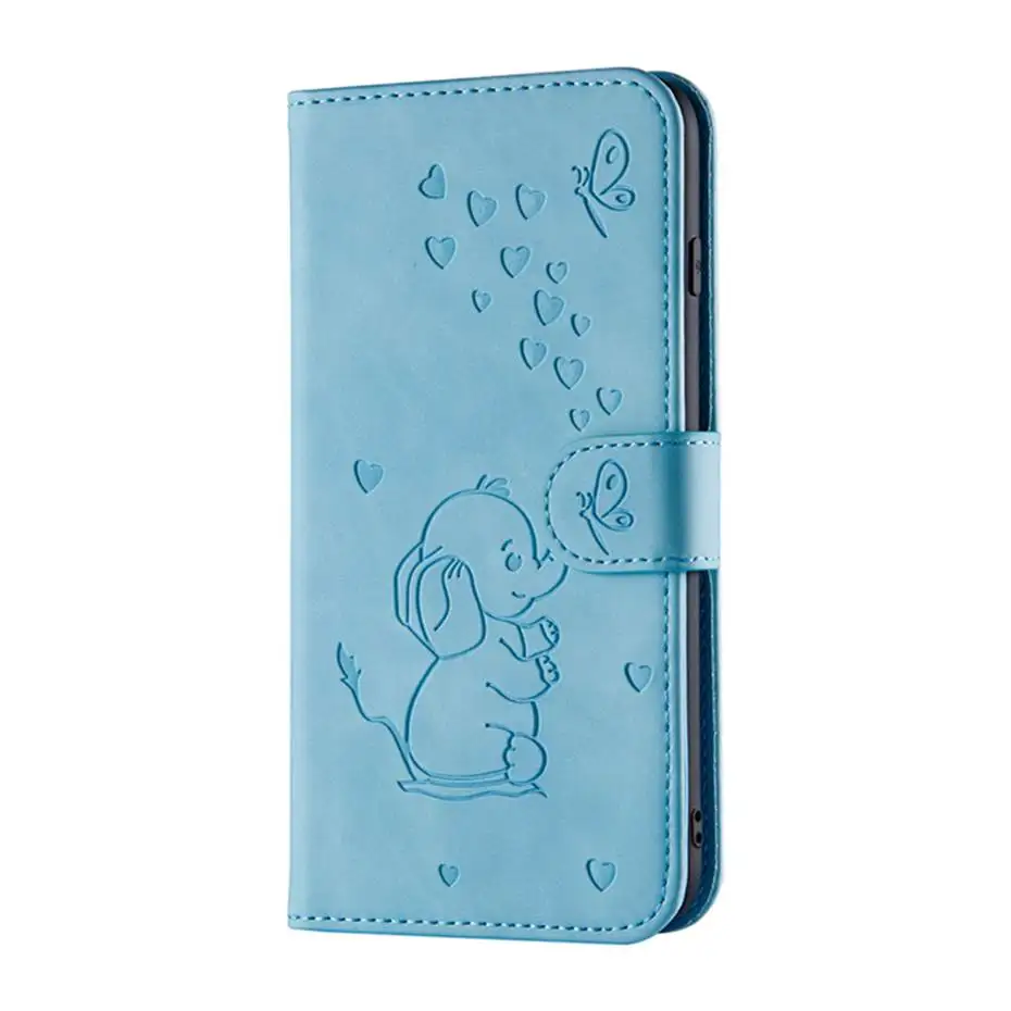 3D слон флип раскладный кожаный чехол для samsung Galaxy S10 S9 S8 S7 Plus Note 9 10 A10 A20 E A30 A40 A50 A70 A90 A80 бумажник чехол для телефона - Цвет: Blue