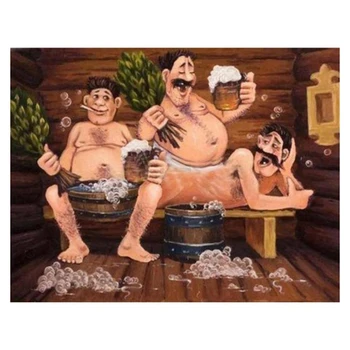 

DIY Full Square Diamond Painting Bathing Men with Beer Diamond Rhinestone Embroidery Cross Stitch Home Decor